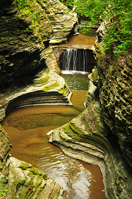 Water courses through the gorge in Watkins Glen State Park